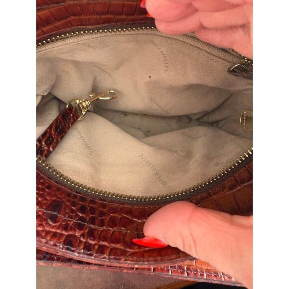 Brahmin Alena pecan brown embossed crossbody small bag purse - Picture 9 of 12